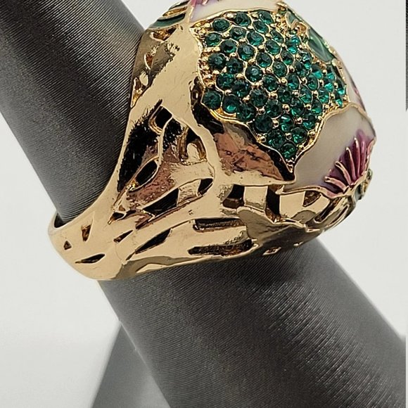 Jewelry | Stunning Chinese Handpainted Lotus Flower Ring | Poshmark